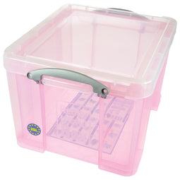 Really Useful Box - Box opbergdoos 35 liter, transparant roze