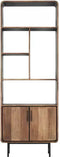 DTP Home Bookcase Evo, 2 doors, 5 open racks,220x80x40 cm, recycled teakwood