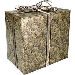 Leafs - Cadeaupapier | 30cm | 200m | 80gr/m² | Leafs | zwart/goud