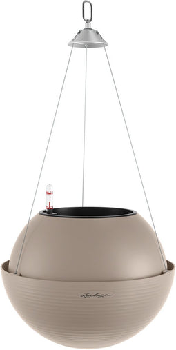 LECHUZA BOLA color 32 - Plantenbak - met uitneembare binnenbak - met bewateringssysteem - ALL-IN-ONE set met LECHUZA-PON - zandbruin