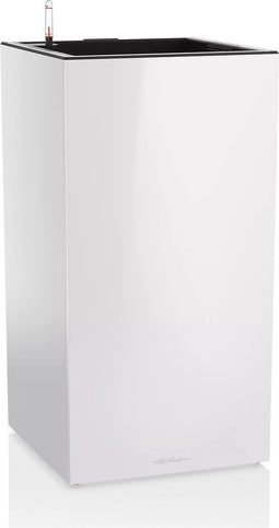 LECHUZA CANTO Premium 40 high LED - met uitneembare binnenbak - met bewateringssysteem - ALL-IN-ONE set met LECHUZA-PON - met LED-stripverlichting - wit hoogglans