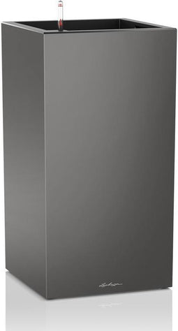LECHUZA CANTO Premium 40 high - Plantenbak - met uitneembare binnenbak - met bewateringssysteem - ALL-IN-ONE set met LECHUZA-PON - antraciet metallic