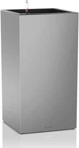 LECHUZA CANTO Premium 40 high - Plantenbak - met uitneembare binnenbak - met bewateringssysteem - ALL-IN-ONE set met LECHUZA-PON - zilver metallic