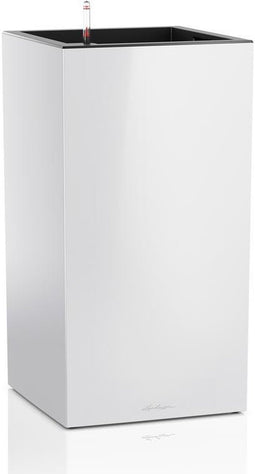 LECHUZA CANTO Premium 40 high - Plantenbak - met uitneembare binnenbak - met bewateringssysteem - ALL-IN-ONE set met LECHUZA-PON - wit hoogglans