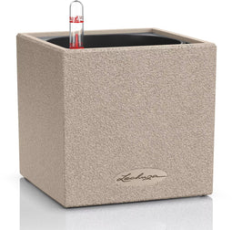 LECHUZA CANTO Stone 14 - Plantenbak - met uitneembare binnenbak - met bewateringssysteem - ALL-IN-ONE set met LECHUZA-PON - zandbeige