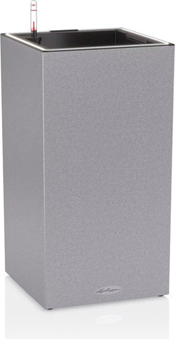 LECHUZA CANTO Stone 30 high LED - Plantenbak - met uitneembare binnenbak - met bewateringssysteem - ALL-IN-ONE set met LECHUZA-PON - met LED-stripverlichting - steengrijs