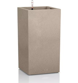 LECHUZA CANTO Stone 30 high - Plantenbak - met uitneembare binnenbak - met bewateringssysteem - ALL-IN-ONE set met LECHUZA-PON - zandbeige