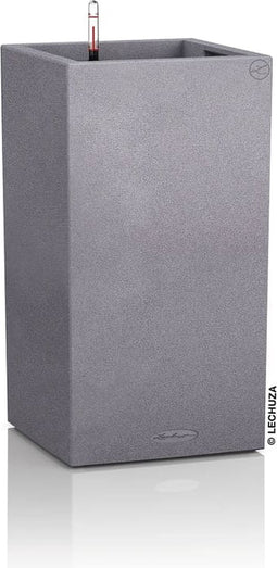 LECHUZA CANTO Stone 30 high - Plantenbak - met uitneembare binnenbak - met bewateringssysteem - ALL-IN-ONE set met LECHUZA-PON - steengrijs
