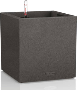 LECHUZA CANTO Stone 30 low - plantenbak - met uitneembare binnenbak - met bewateringssysteem - ALL-IN-ONE set met LECHUZA-PON - grafietzwart