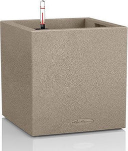 LECHUZA CANTO Stone 30 low - Plantenbak - met uitneembare binnenbak - met bewateringssysteem - ALL-IN-ONE set met LECHUZA-PON - zandbeige