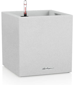 LECHUZA CANTO Stone 30 low - plantenbak - met uitneembare binnenbak - met bewateringssysteem - ALL-IN-ONE set met LECHUZA-PON - kwarts wit