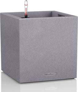 LECHUZA CANTO Stone 30 low - Plantenbak - met uitneembare binnenbak - met bewateringssysteem - ALL-IN-ONE set met LECHUZA-PON - steengrijs