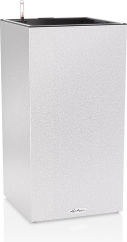 LECHUZA CANTO Stone 40 high LED - Plantenbak - met uitneembare binnenbak - met bewateringssysteem - ALL-IN-ONE set met LECHUZA-PON - met LED-stripverlichting - kwarts wit