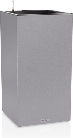 LECHUZA CANTO Stone 40 high LED - Plantenbak - met uitneembare binnenbak - met bewateringssysteem - ALL-IN-ONE set met LECHUZA-PON - met LED-stripverlichting - steengrijs