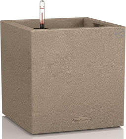 LECHUZA CANTO Stone 40 low - Plantenbak - met uitneembare binnenbak - met bewateringssysteem - ALL-IN-ONE set met LECHUZA-PON - zandbeige