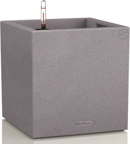 LECHUZA CANTO Stone 40 low - Plantenbak - met uitneembare binnenbak - met bewateringssysteem - ALL-IN-ONE set met LECHUZA-PON - steengrijs