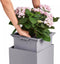 LECHUZA CANTO Stone 40 low - Plantenbak - met uitneembare binnenbak - met bewateringssysteem - ALL-IN-ONE set met LECHUZA-PON - grafietzwart