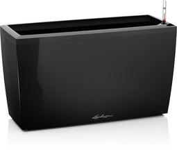 LECHUZA CARARO PREMIUM - Plantenbak - met bewateringssysteem - ALL-IN-ONE set met LECHUZA-PON - zwart hoogglans