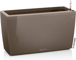 LECHUZA CARARO PREMIUM - Plantenbak - met bewateringssysteem - ALL-IN-ONE set met LECHUZA-PON - Taupe hoogglans
