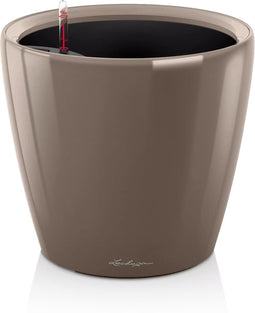 LECHUZA CLASSICO PREMIUM LS 28 - Plantenbak - met uitneembare binnenbak - met bewateringssysteem - ALL-IN-ONE set met LECHUZA-PON - taupe hoogglans