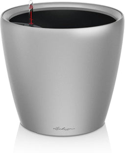 LECHUZA CLASSICO PREMIUM LS 35 - Plantenbak - met uitneembare binnenbak - met bewateringssysteem - ALL-IN-ONE set met LECHUZA-PON - zilver metallic