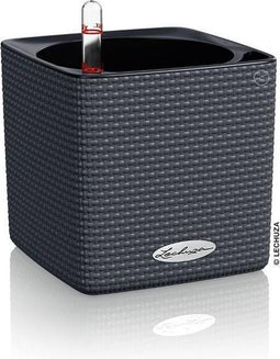LECHUZA CUBE Color 14 - Plantenbak - met uitneembare binnenbak - met bewateringssysteem - ALL-IN-ONE set - leisteengrijs