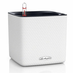 LECHUZA CUBE Color 14 - Plantenbak - met uitneembare binnenbak - met bewateringssysteem - ALL-IN-ONE set - wit