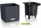 LECHUZA CUBE Color Triple - Plantenbak - met uitneembare binnenbak - met bewateringssysteem - ALL-IN-ONE set - leisteengrijs