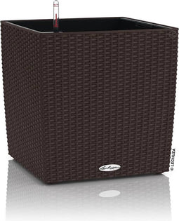 LECHUZA CUBE Cottage 30 - Plantenbak - met uitneembare binnenbak - met bewateringssysteem - ALL-IN-ONE set met LECHUZA-PON - mokka