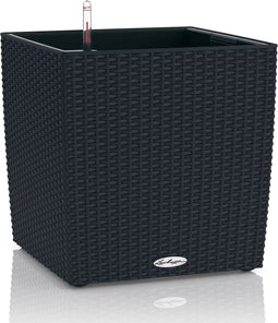 LECHUZA CUBE Cottage 40 - Plantenbak - met uitneembare binnenbak - met bewateringssysteem - ALL-IN-ONE set met LECHUZA-PON - grafietzwart