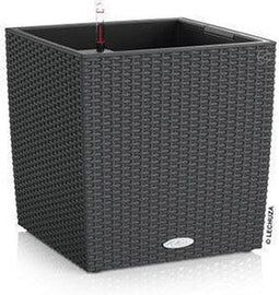 LECHUZA CUBE Cottage 40 - Plantenbak - met uitneembare binnenbak - met bewateringssysteem - ALL-IN-ONE set met LECHUZA-PON - graniet