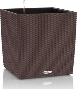 LECHUZA CUBE COTTAGE 40 - Plantenbak - met uitneembare binnenbak - met bewateringssysteem - ALL-IN-ONE set met LECHUZA-PON - mokka
