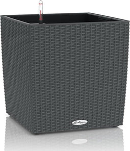 LECHUZA CUBE COTTAGE 50 - Plantenbak - met uitneembare binnenbak - met bewateringssysteem - ALL-IN-ONE set met LECHUZA-PON - graniet
