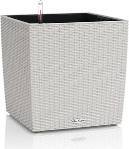 LECHUZA CUBE Cottage 50 - Plantenbak - met uitneembare binnenbak - met bewateringssysteem - ALL-IN-ONE set met LECHUZA-PON - licht grijs