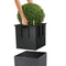 LECHUZA CUBE COTTAGE 50 - Plantenbak - met uitneembare binnenbak - met bewateringssysteem - ALL-IN-ONE set met LECHUZA-PON - graniet