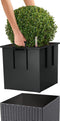 LECHUZA CUBE Cottage 50 - Plantenbak - met uitneembare binnenbak - met bewateringssysteem - ALL-IN-ONE set met LECHUZA-PON - mokka