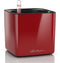 LECHUZA CUBE Glossy 14 - Plantenbak - met uitneembare binnenbak - met bewateringssysteem - ALL-IN-ONE set - scharlakenrood hoogglans