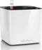 LECHUZA CUBE Glossy 16 - Plantenbak - met uitneembare binnenbak - met bewateringssysteem - ALL-IN-ONE set - wit hoogglans