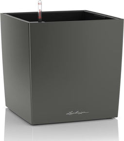 LECHUZA CUBE Premium 30 - Plantenbak - met uitneembare binnenbak - met bewateringssysteem - ALL-IN-ONE set met LECHUZA-PON - antraciet metallic