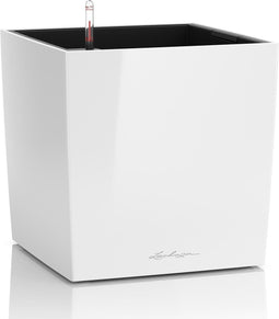 LECHUZA CUBE Premium 30 - Plantenbak - met uitneembare binnenbak - met bewateringssysteem - ALL-IN-ONE set met LECHUZA-PON - wit hoogglans
