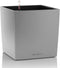 LECHUZA CUBE Premium 30 - Plantenbak - met uitneembare binnenbak - met bewateringssysteem - ALL-IN-ONE set met LECHUZA-PON - zilver metallic hoogglans