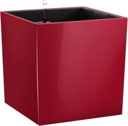 LECHUZA CUBE Premium 40 - Plantenbak - met uitneembare binnenbak - met bewateringssysteem - ALL-IN-ONE set met LECHUZA-PON - scharlakenrood hoogglans