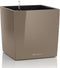 LECHUZA CUBE Premium 40 - Plantenbak - met uitneembare binnenbak - met bewateringssysteem - ALL-IN-ONE set met LECHUZA-PON - taupe hoogglans