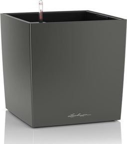 LECHUZA CUBE Premium 40 - Plantenbak - met uitneembare binnenbak - met bewateringssysteem - ALL-IN-ONE set met LECHUZA-PON - antraciet metallic