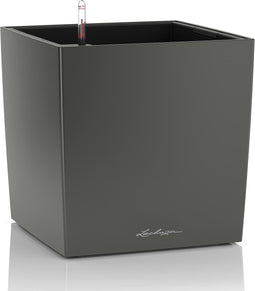 LECHUZA CUBE Premium 50 - Plantenbak - met uitneembare binnenbak - met bewateringssysteem - ALL-IN-ONE set met LECHUZA-PON - antraciet metallic