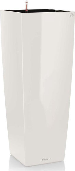 LECHUZA CUBICO ALTO PREMIUM 40 - Plantenbak - met uitneembare binnenbak - met bewateringssysteem - ALL-IN-ONE set met LECHUZA-PON - wit hoogglans