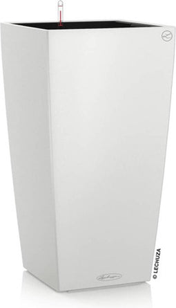 LECHUZA CUBICO Color 22 - Plantenbak - met uitneembare binnenbak - met bewateringssysteem - ALL-IN-ONE set met LECHUZA-PON - wit