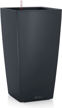 LECHUZA CUBICO Color 22 - Plantenbak - met uitneembare binnenbak - met bewateringssysteem - ALL-IN-ONE set met LECHUZA-PON - leisteengrijs