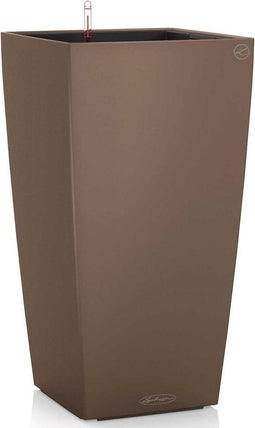 LECHUZA CUBICO Color 40 - Plantenbak - met uitneembare binnenbak - met bewateringssysteem - ALL-IN-ONE set met LECHUZA-PON - muskaat