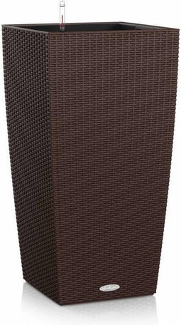 LECHUZA CUBICO Cottage 40 - Plantenbak - met uitneembare binnenbak - met bewateringssysteem - ALL-IN-ONE set met LECHUZA-PON - mokka